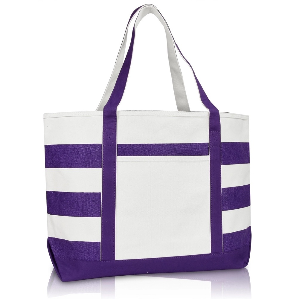 Premium Striped Tote / Beach Bag - Purple